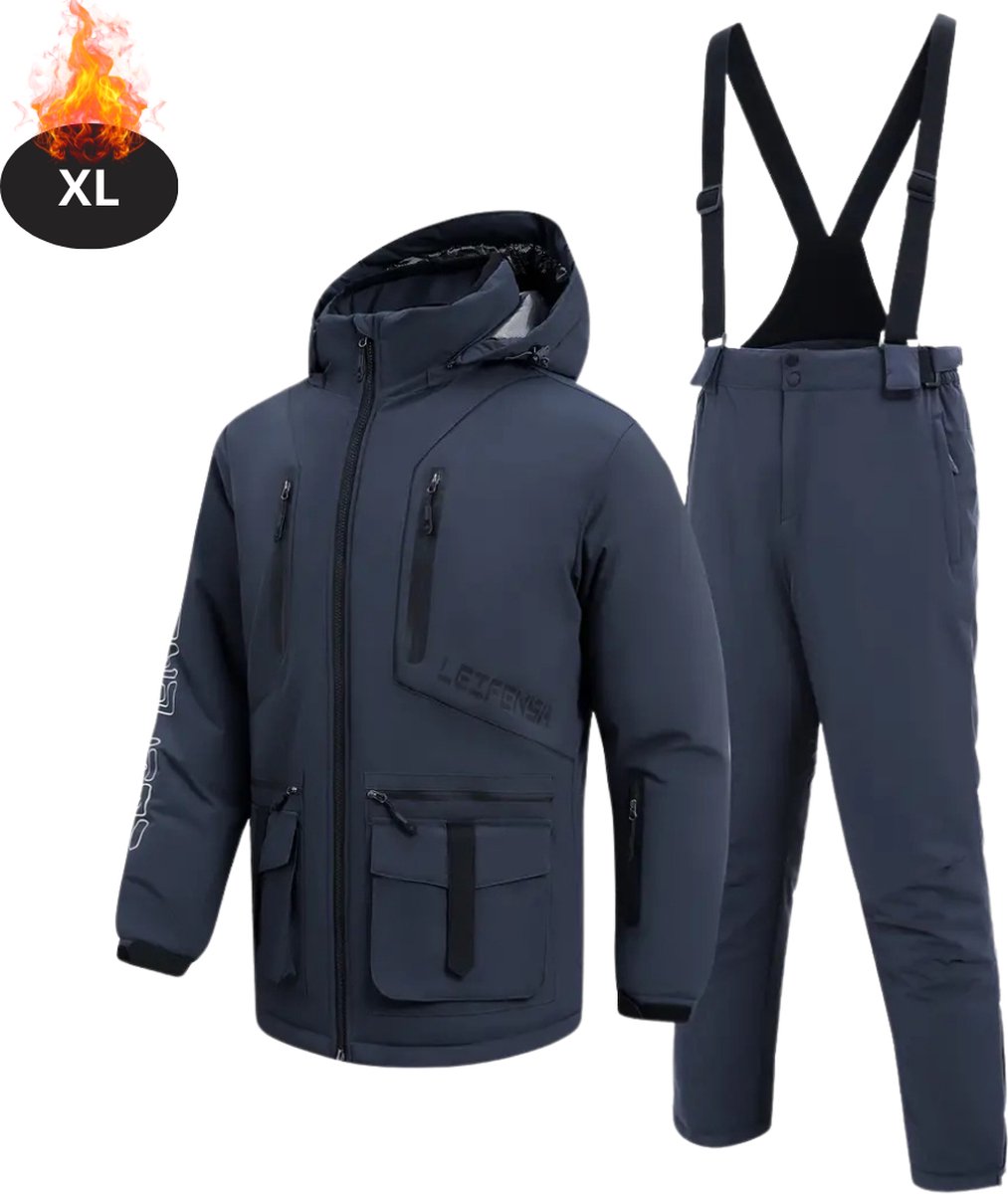 Nivard Skipak SkiBroek Skijas Ski Suit Wintersport Heren 2-Delig Donkergrijs