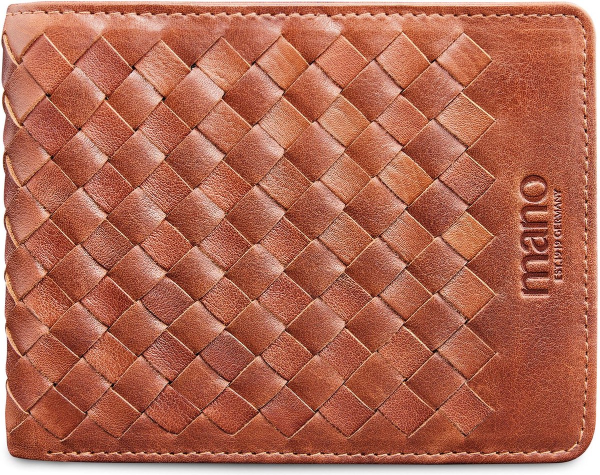 mano Leren Portemonnee Don Luca Coin Wallet Cognac Bruine
