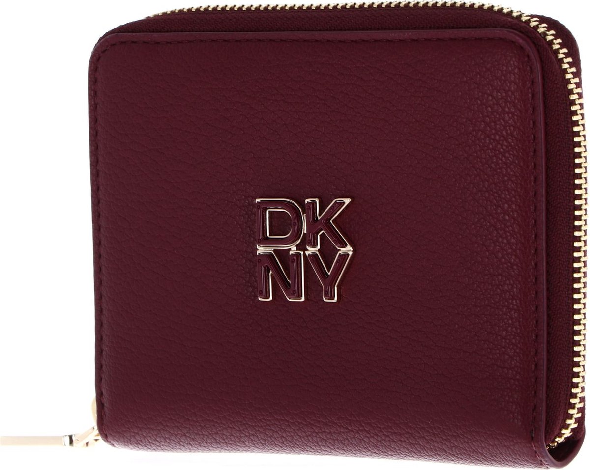 DKNY Leren Portemonnee Milan Tie Zip Around Wallet Burgundy Wijnrood