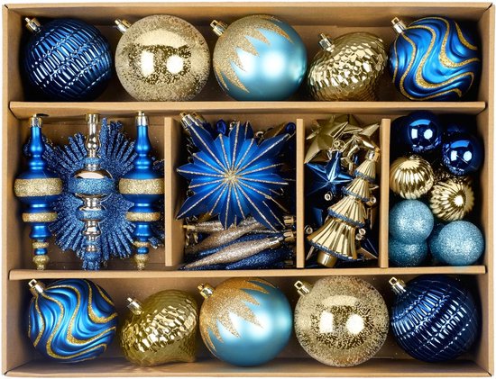DEMIUKO 12 stuks gouden kerstballen van 80 mm grote kerstboomballenset