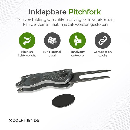 Golftrends Metalen Pitchfork - Golfaccessoires - Golf Green Repair - Inclusief Marker van Golftrends — afbeelding 4
