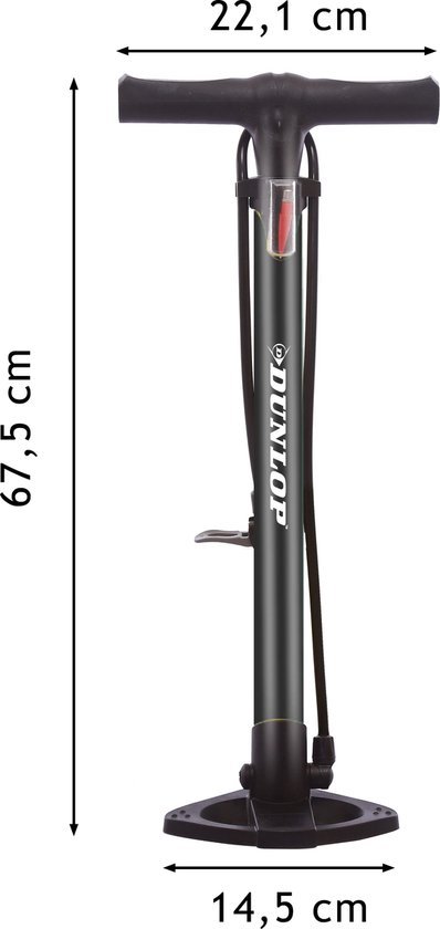 Dunlop Fietspomp - staande pomp voor Presta, Dunlop, Schrader ventiel - 12 bar