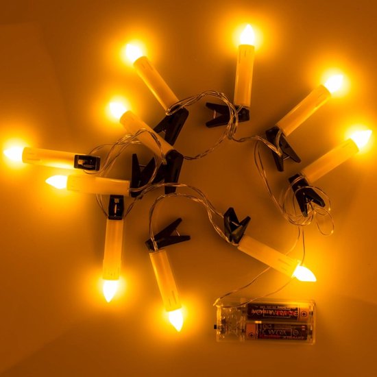 2 STUKS LED STERREN Lichtsnoer Wit 2 METER 20 Lampjes Elk - STER Deco Licht Versiering Decoratie - Wit 2 mtr - 2 Stuks