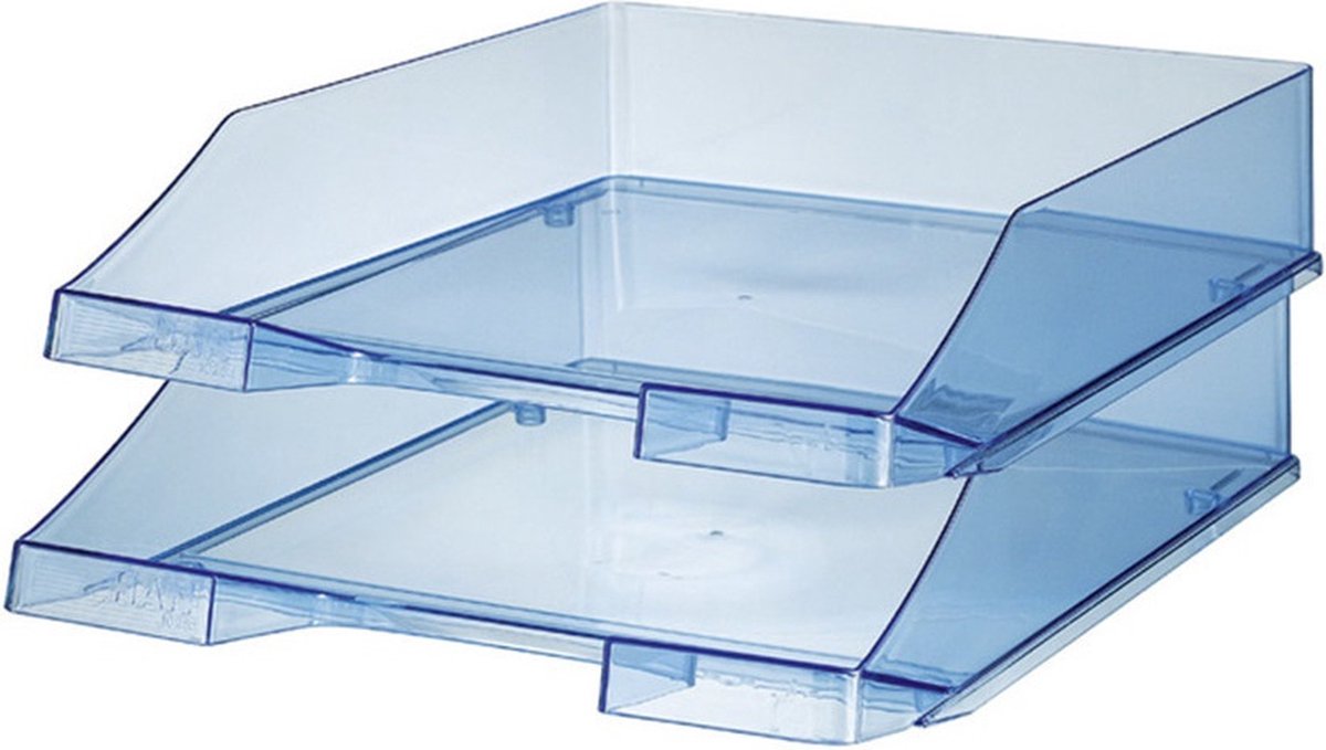 HAN Brievenbakje/postbakje A4 formaat - 3x - transparant blauw - Documenten - Kantoorartikelen - kunststof