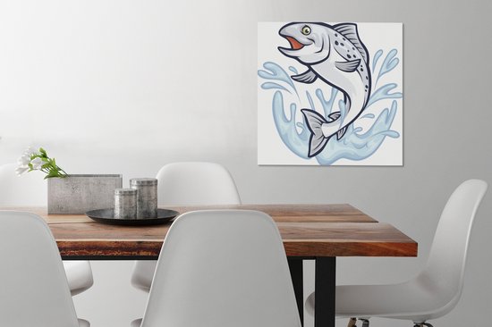Illustration d'un poisson dans l'eau 50x50 cm - Tirage photo sur toile (Décoration murale salon / chambre)