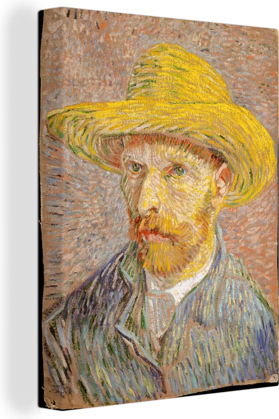 Canvas Schilderij Zelfportret met een strohoed - Vincent van Gogh - 30x40  cm -... | bol.com