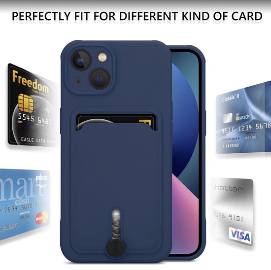 Coverzs adapté pour Apple iPhone 13 Pro Max porte-cartes avec curseur - bleu