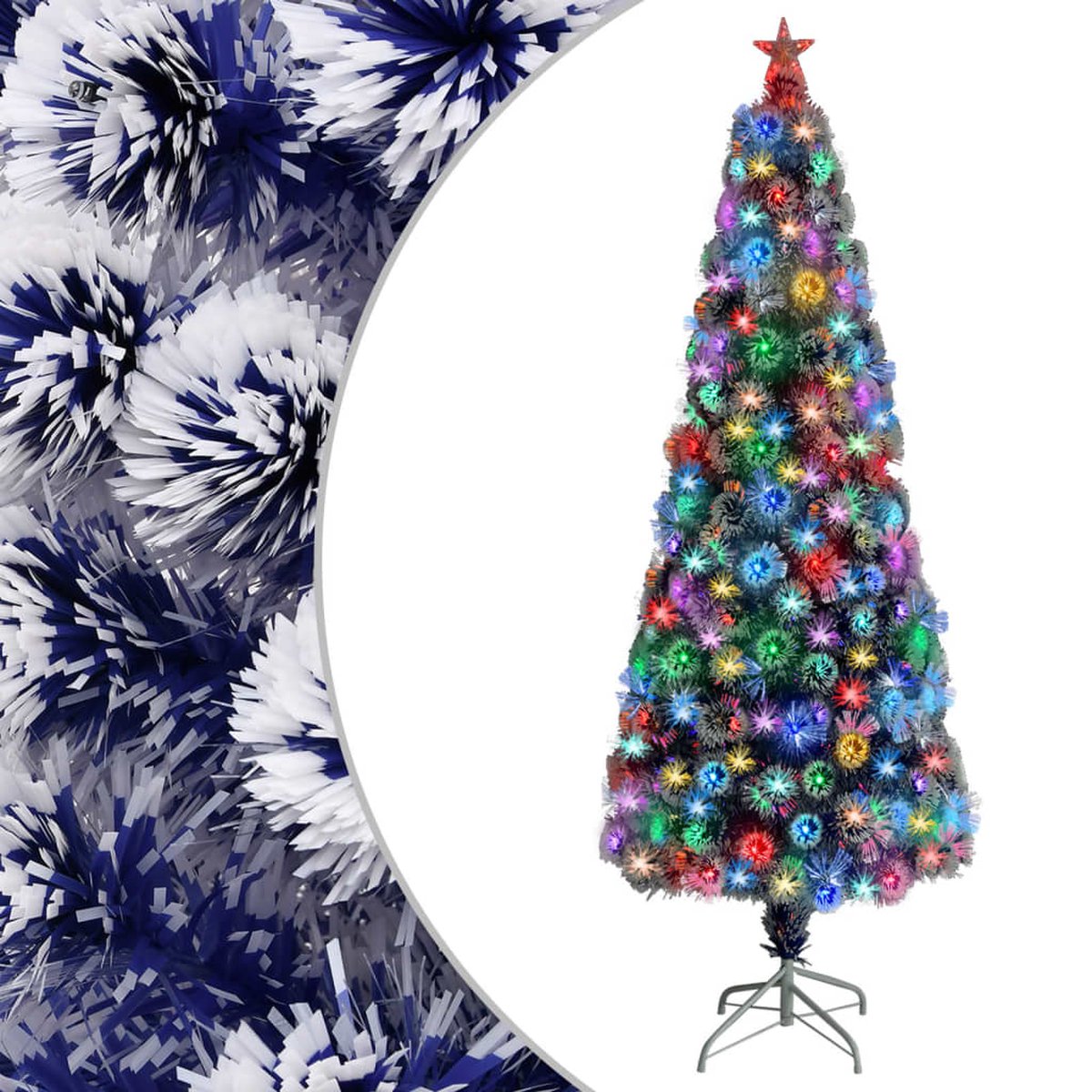 Prolenta Premium - Kunstkerstboom met LED 210 cm glasvezel wit en blauw