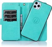 Mobiq - Luxe Lederen 2-in-1 Bookcase iPhone 11 Pro - turquoise