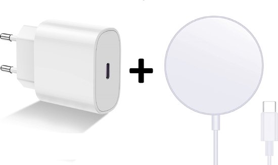 Magnetisch oplader met adapter voor Geschikt voor iPhone 14 / 14 Pro Max / 14 pro - 15W Draadloze oplader - Inclusief USB C Oplaadstekker: Geschikt voor oplader Geschikt voor iPhone 12 / 12 Pro max / 13 / 13 pro / 13 Pro Max / 13 Mini oplader