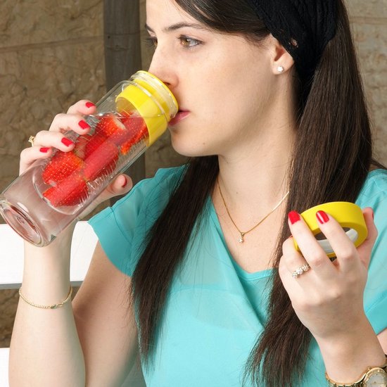 Asobu Flavour It Drinkbeker - Glas - Incl. Fruitinfuser - 480 ml - Groen/Zilver