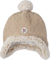 Lodger Winter Hat Bébé - Hatter Folklore Fleece - Taille 12-24M - 100% Fleece - Chaud - Couvre les oreilles et le cou - Beige