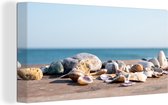Toile - Canvasdoek - Coquillages - Sable - Eté - Ciel - Décoration de chambre - Peintures sur toile - Photo sur toile - 80x40 cm - Chambre