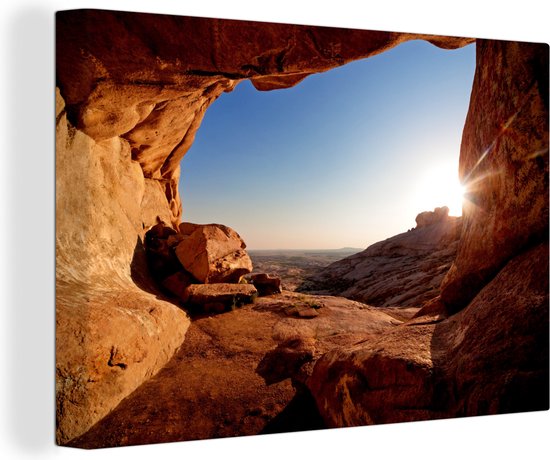 Tableau sur toile - Toile sur toile - Grotte - Désert - Nature - Soleil - Décoration murale - 90x60 cm - Toile - Salon