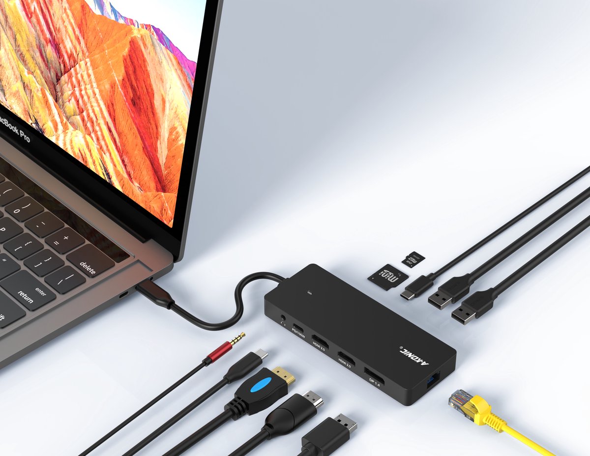 AKONIC USBC Laptop Docking Station 11IN1 met Dual HDMI