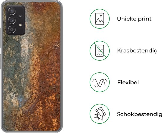 Convient pour coque Samsung Galaxy A33 5G - Acier - Impression rouille - Vieux - Oranje - Grijs - Motif - Abstrait - Coque de téléphone en Siliconen