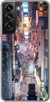 Geschikt voor Samsung Galaxy S22 Plus hoesje - Bovenaanzicht van Times Square in New York - Siliconen Telefoonhoesje