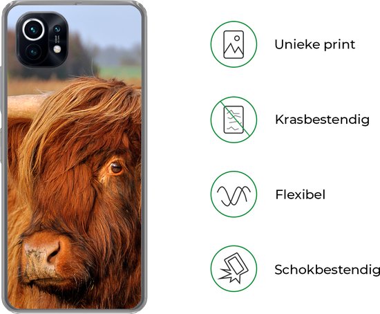 Xiaomi Mi 11 - Scottish Highlander - Herbe - Arbre - Coque en Siliconen