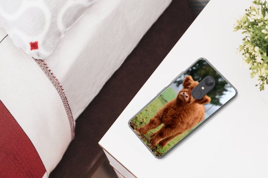 Coque de téléphone compatible avec Xiaomi Redmi 5 - Highlander écossais - Veau - Herbe - Coque en Siliconen