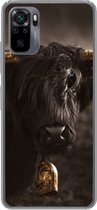 Geschikt voor Xiaomi Redmi Note 10S hoesje - Schotse hooglander - Vacht - Zwart - Siliconen Telefoonhoesje