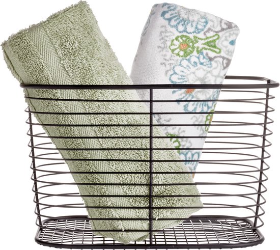 Panier de salle de bain, Klein, Zwart, 23,8 x 18,7 x 14,4 cm, acier inoxydable - iDesign | Vienne