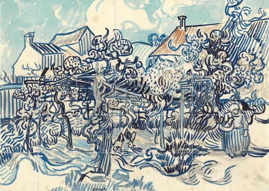 IXXI Oude wijngaard met boerin - Vincent van Gogh - Wanddecoratie - 100 x 140 cm