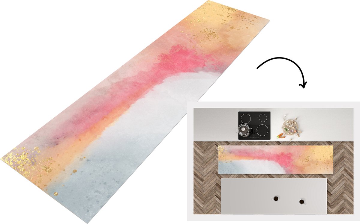 KitchenYeah Keukenloper - Loper keuken - Verf - Abstract - Design - Keukenloper vinyl Multicolor