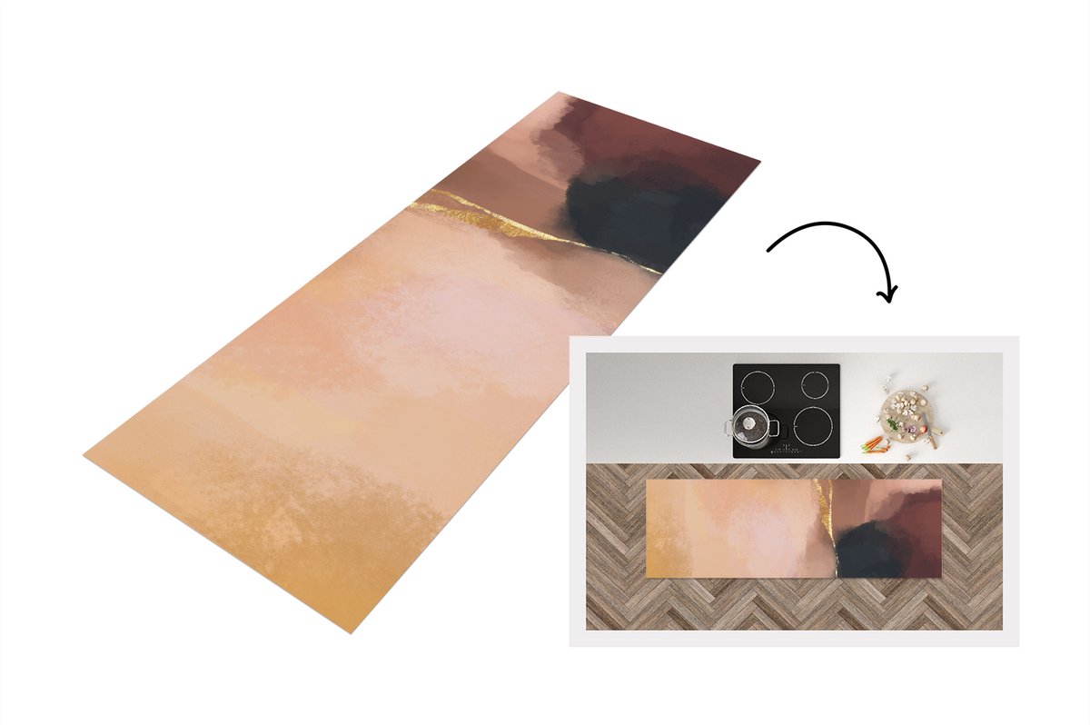 KitchenYeah Keukenloper - Loper keuken - Abstract - Verf - Pastel - 150x50 cm - Keukenloper vinyl Multicolor
