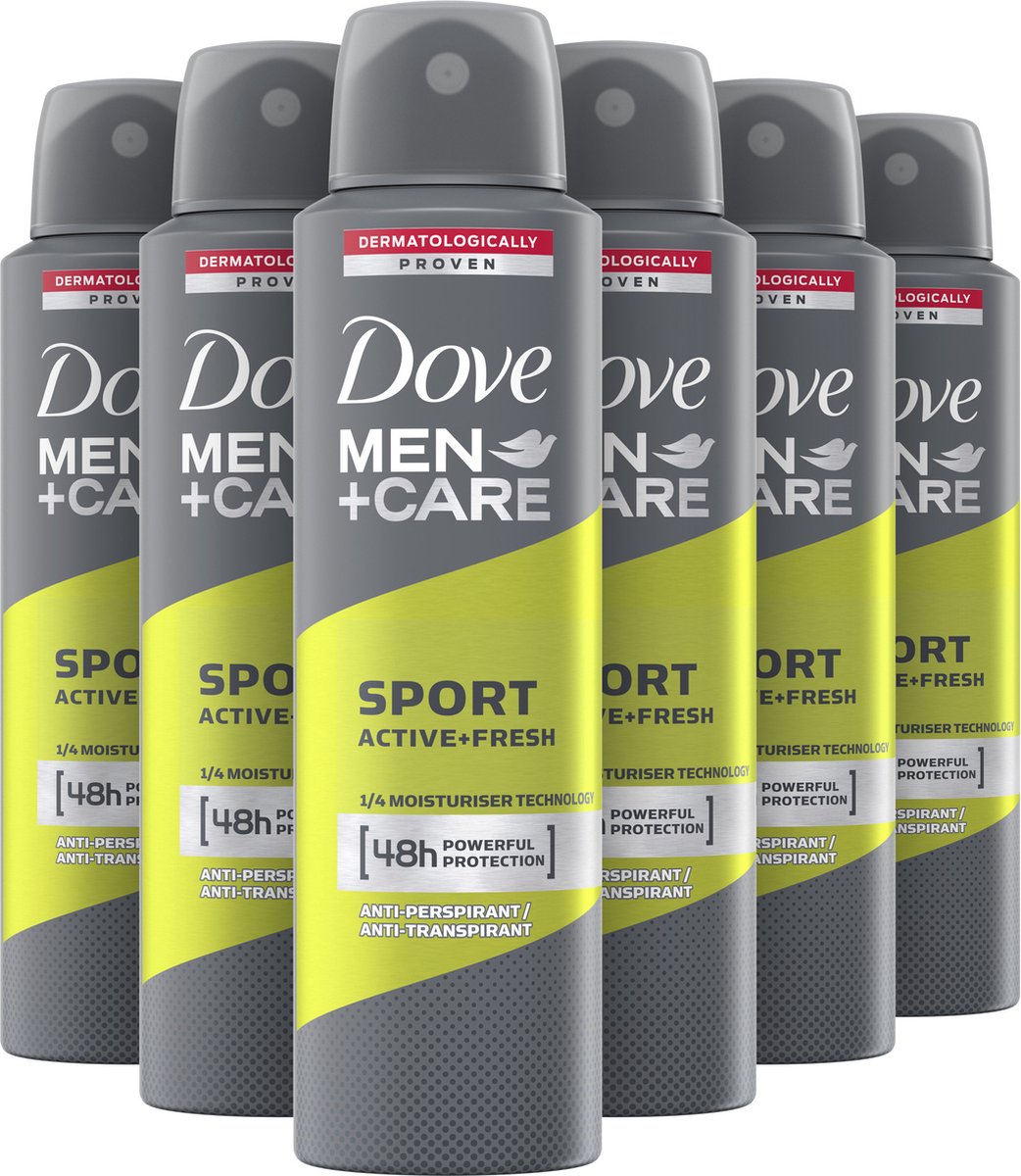 Dove Men+Care Men+Care Sport Active+Fresh Anti-Transpirant Deodorant Spray - 6 x 150 ml - Voordeelverpakking - Dove Men+Care