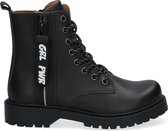 Braqeez Belle Boot Meisjes Biker Boots - Zwart - Leer - Veters