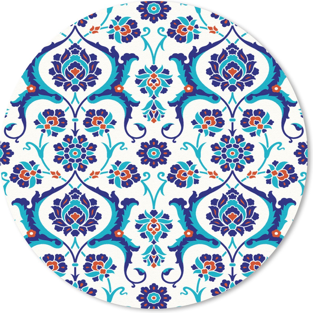 Muismat rond 40x40 cm - Mousepad Bloemen - Patronen - Blauw - Ronde muismatten