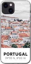 Geschikt voor iPhone 13 hoesje - Portugal - Europa - Rood - Skyline - Siliconen Telefoonhoesje