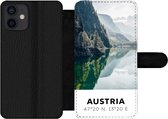 Bookcase Geschikt voor iPhone 12 telefoonhoesje - Oostenrijk - Water - Groen - Alpen - Met vakjes - Wallet case met magneetsluiting