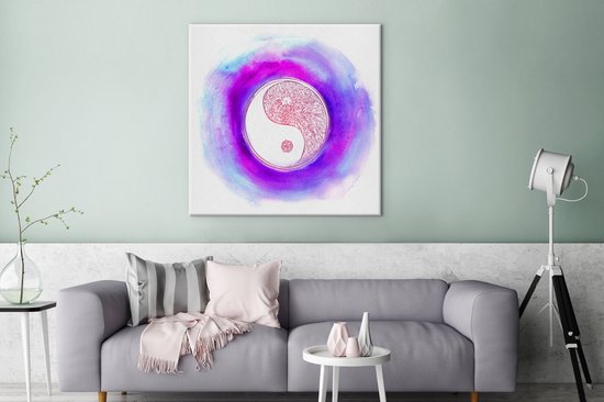Une illustration d'un logo Yin et Yang avec toile couleur 90x90 cm - Tirage photo sur toile (Décoration murale salon / chambre)
