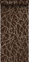 Origin Wallcoverings behangpapier bloesemtakken mat bruin en glanzend brons - 345731 - 53 cm x 10,05 m