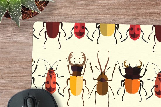Muismat 23x19 cm - Mousepad Kever - Patronen - Insecten - Muismatten