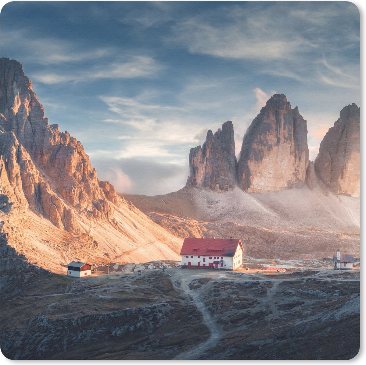 Muismat 20x20 cm - Mousepad Huis - Bergen - Landschap - Muismatten