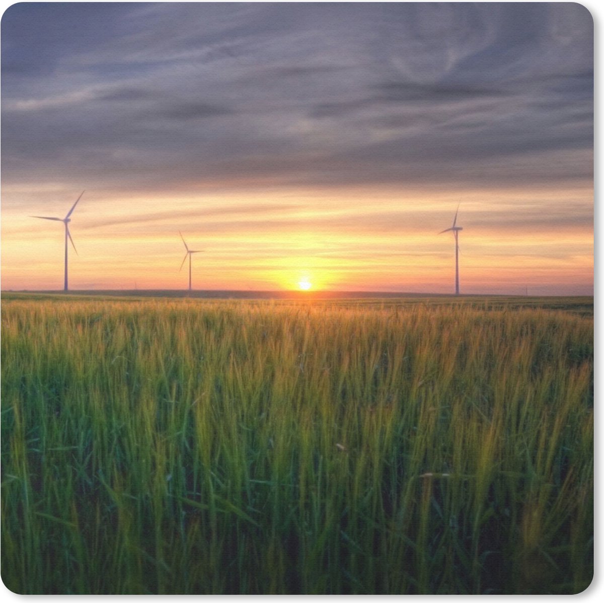 Muismat 30x30 cm - Mousepad Windmolen - Zon - Gras - Muismatten