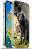 Apple iPhone 14 Plus - Housse souple - Loup - Zwart - Herbe - Coque de téléphone en Siliconen