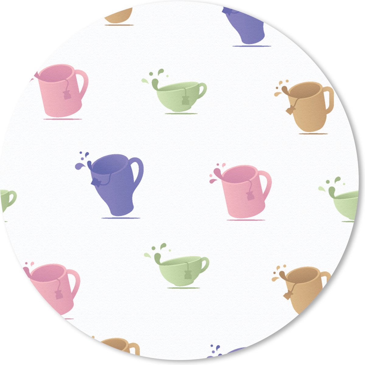 Muismat rond 20x20 cm - Mousepad Patronen - Thee - Theekop - Ronde muismatten