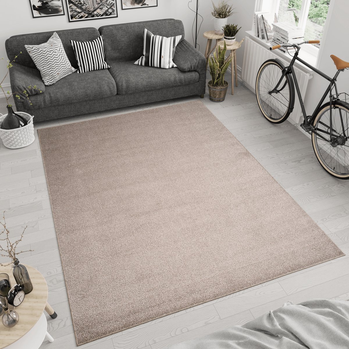 Tapiso Noyan Vloerkleed Tapijt Laagpolig Beige Woonkamer Kleed Maat- 140x200