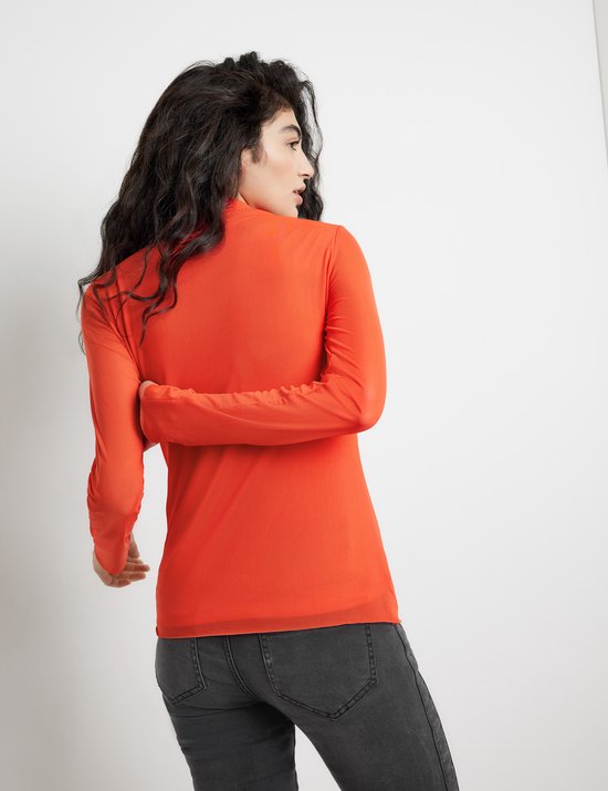 TAIFUN Dames Mesh shirt met transparante mouwen Chili 46 bol