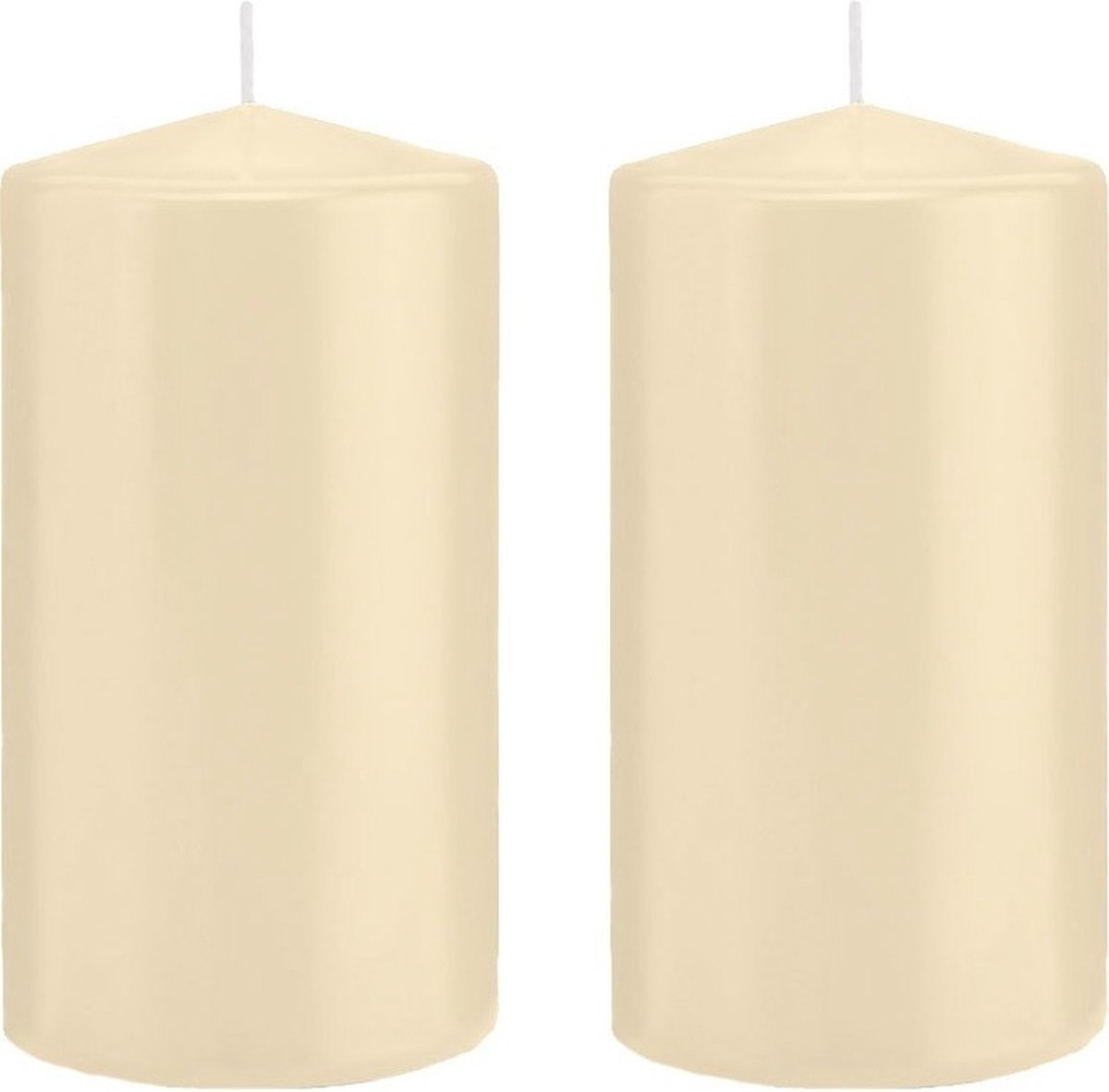 Trend Candles Cilinderkaars/stompkaars - 2x - cremewit - 8 x 15 cm - 69 branduren - horeca kaarsen