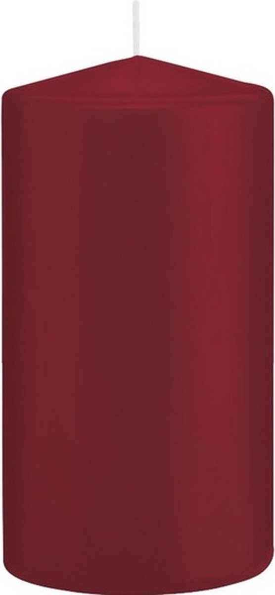 Trend Candles Cilinderkaars/stompkaars - bordeauxrood - 8 x 15 cm - 69 branduren - horeca kaarsen
