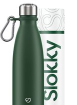 Slokky - Bouteille Thermos Vert Mat & Mousqueton - 500ml