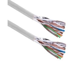 BeMatik - 100 m flexibele grijze FTP Cat.5e ethernet netwerkkabelhaspel