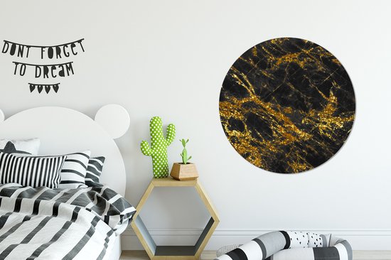 Cercle Mural - Cercle Mural Intérieur - Marbre - Goud - Zwart - Chic - ⌀ 90 cm - Décoration murale - Peintures Ronds