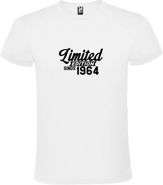 Wit T-Shirt met “ Limited edition sinds 1964 “ Afbeelding Zwart Size XS