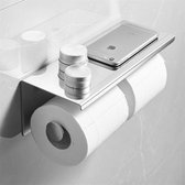 TDR-Dubbele toiletrol houder - met geïntegreerd Roestvrijstalen plankje / planchet 260 * 100 * 100 mm-zilver