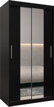 InspireMe - Kledingkast met 2 schuifdeuren, Modern-stijl, Kledingkast met planken (BxHxD): 100x200x62 - TORM I 100 Zwart Mat